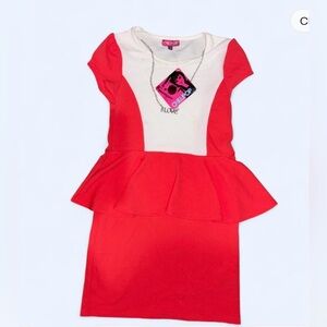 Chillipop Juniors Colorblock Peplum Dress w/ #LOVE Necklace – Size 14/16